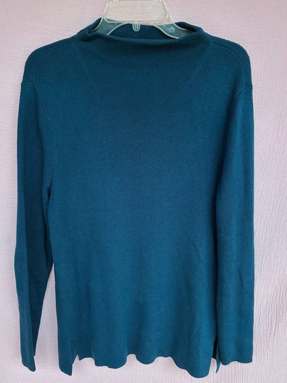 J. Jill Silk Wool Blend Teal Mockneck Sweater Size L